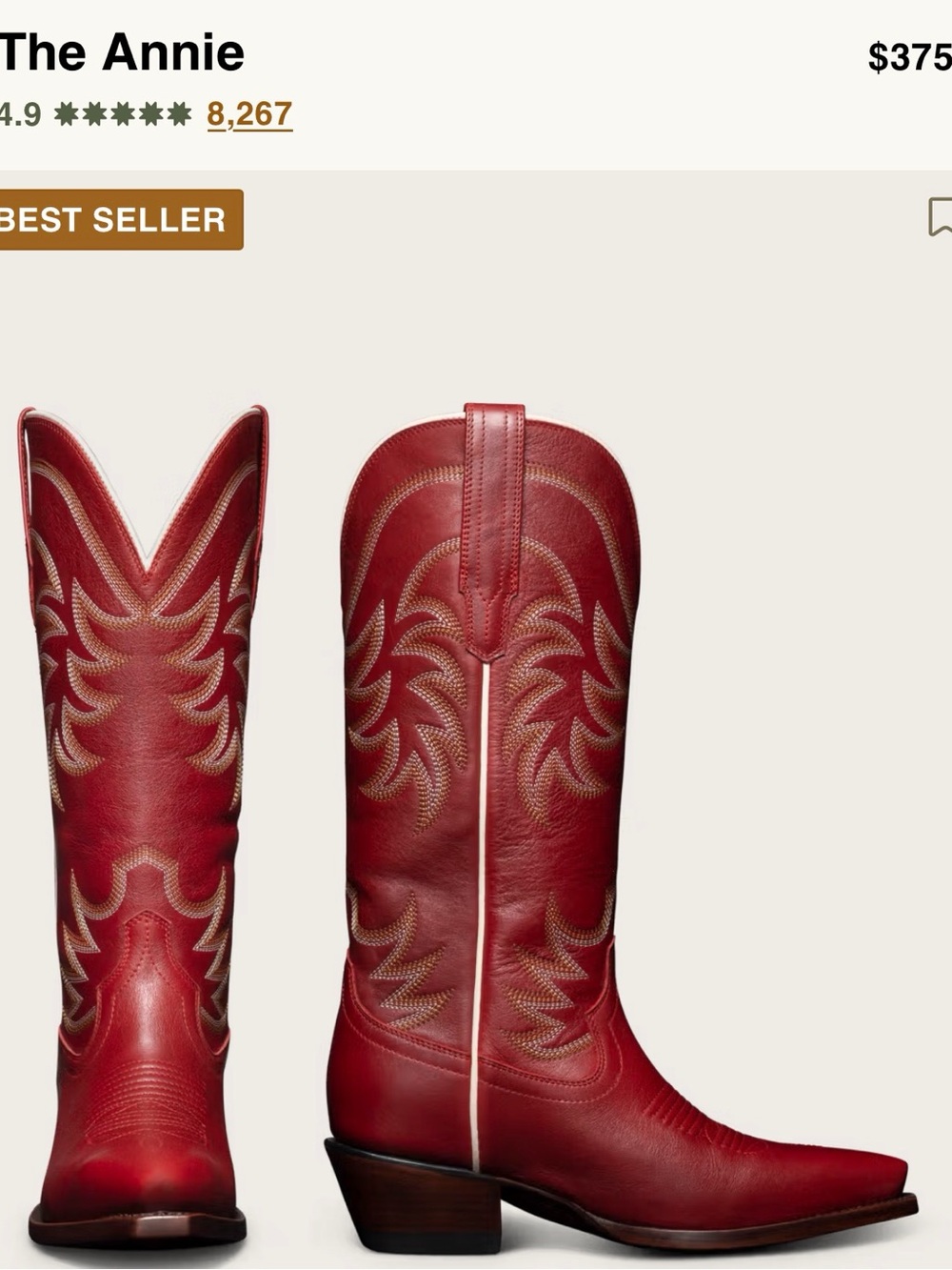 Tecovas Red Embroidered Western Boots- Annie
